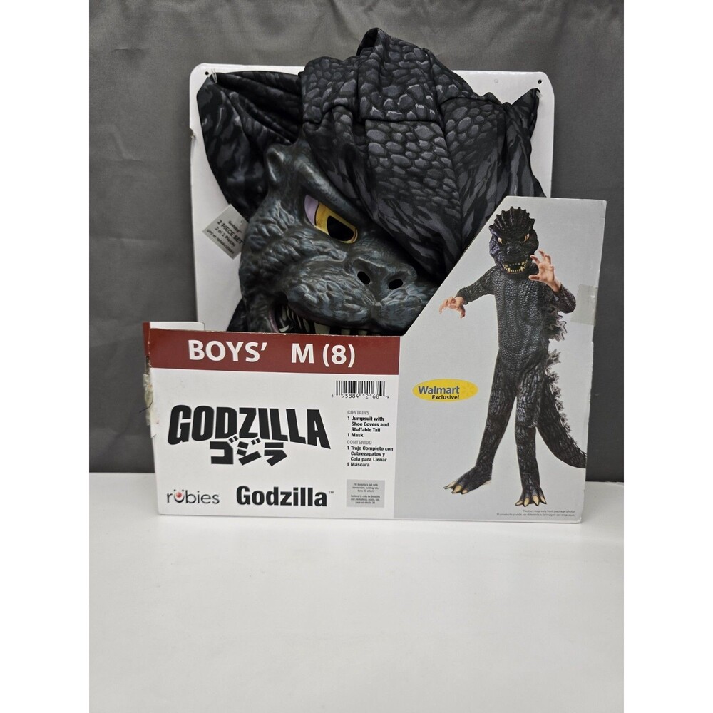Rubie's Godzilla Boys Costume Size M (8) Jumpsuit Mask Tail Shoe Covers